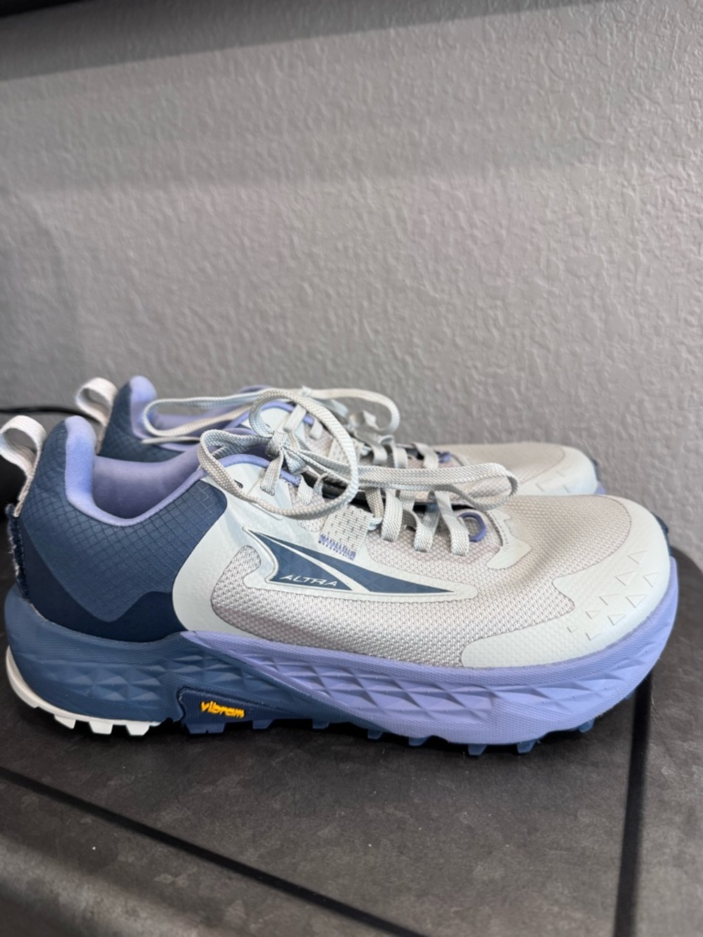 Altra Timp Women's Trail Shoes in Light Gray, Lavender, and Navy